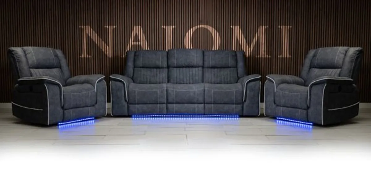 Naiomi 3+2 or 3+1+1 Grey Fabric Electric Recliner - Image 3