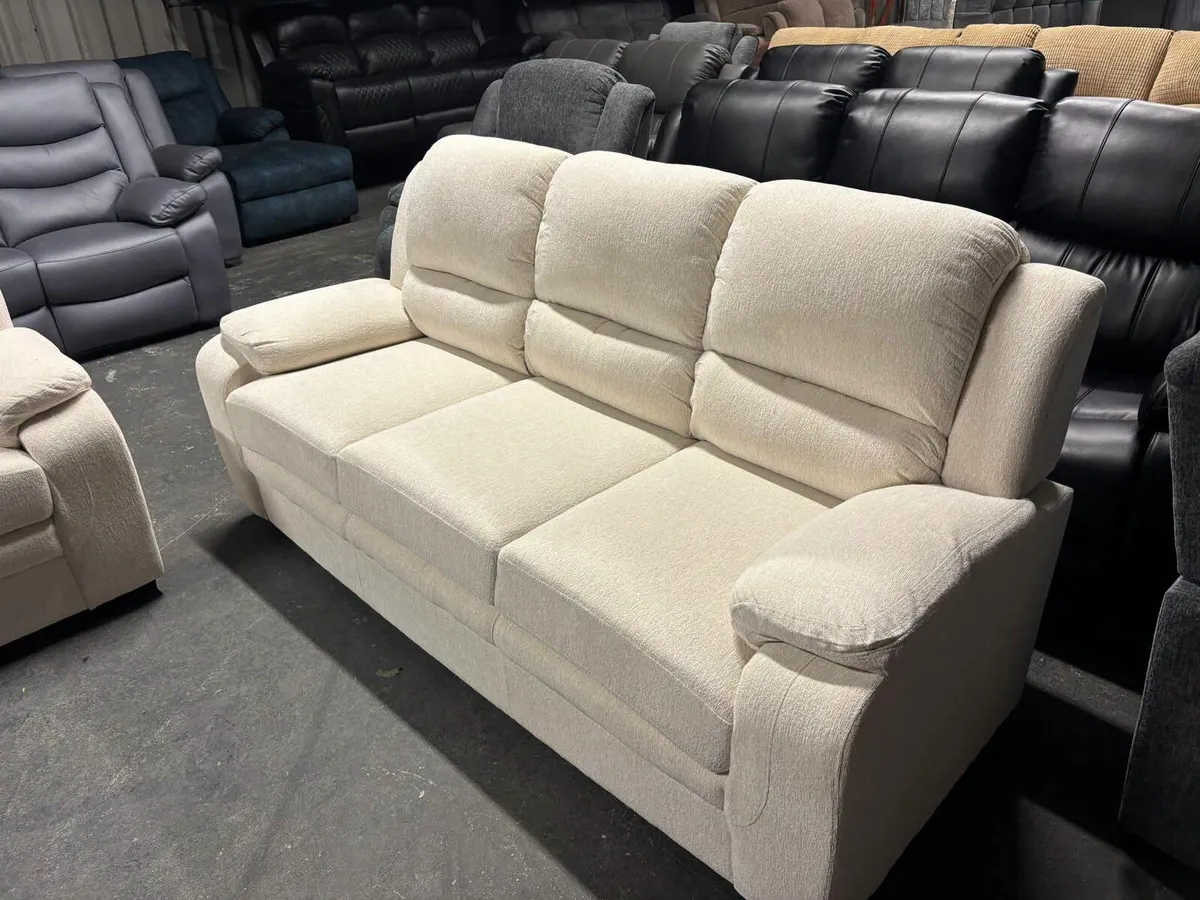 3+2 Tara Grey & Cream Fabric Sofa Set - Image 2