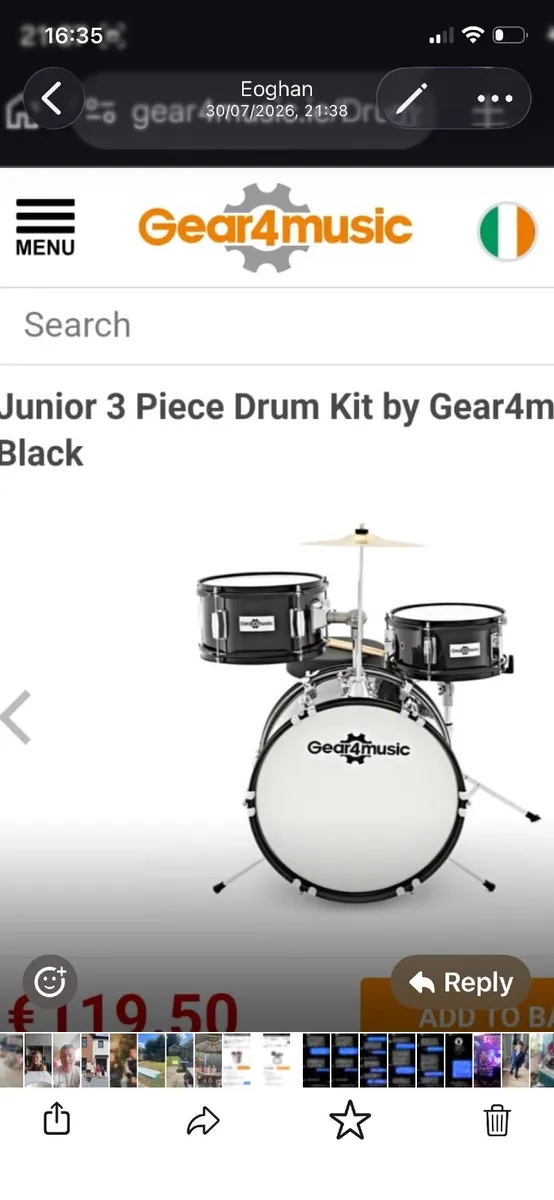Kids drum set  dark red excellent condition
