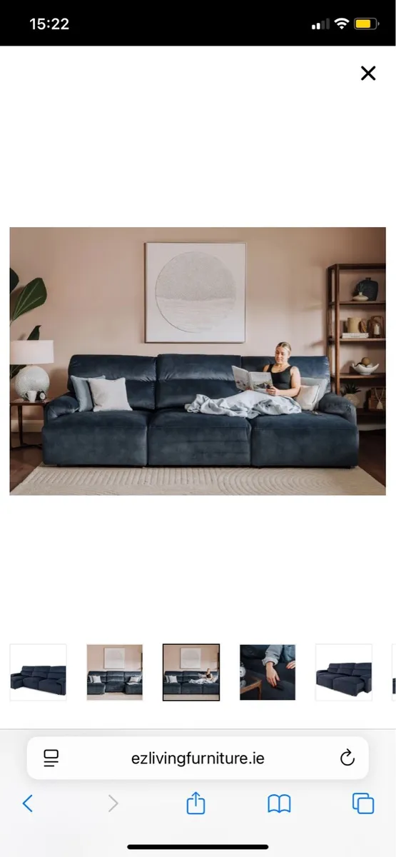 Navy Suede Fabric Sofa bed- electric pull out - Image 4