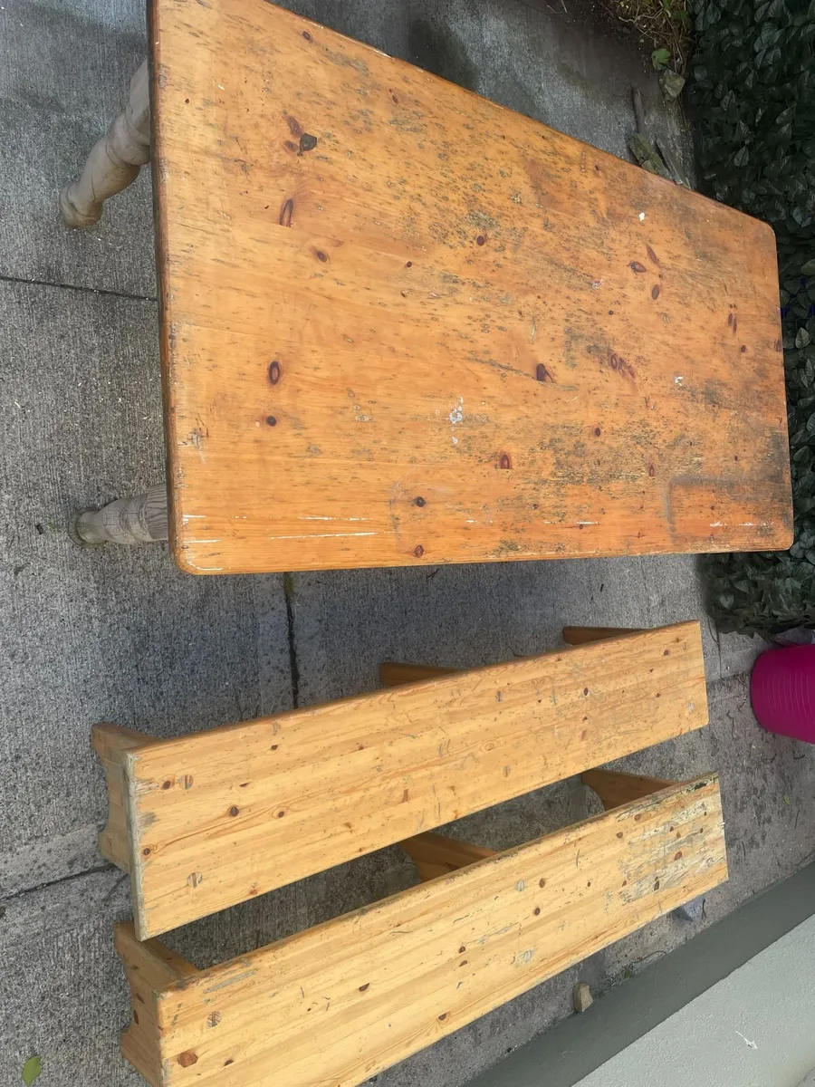 Solid Wood Table + 2 Benches - Image 3