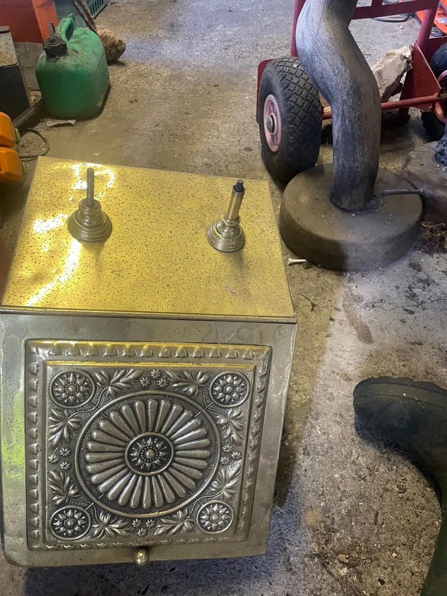 Antique brass coal box