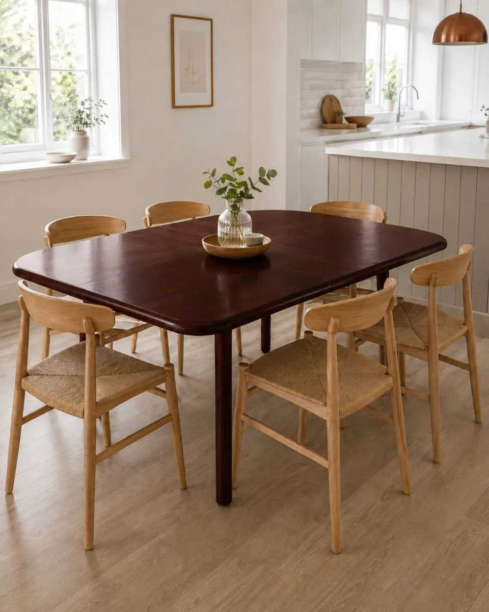 kitchen table fold up 6 or 4 seats solid wood teak - Image 1