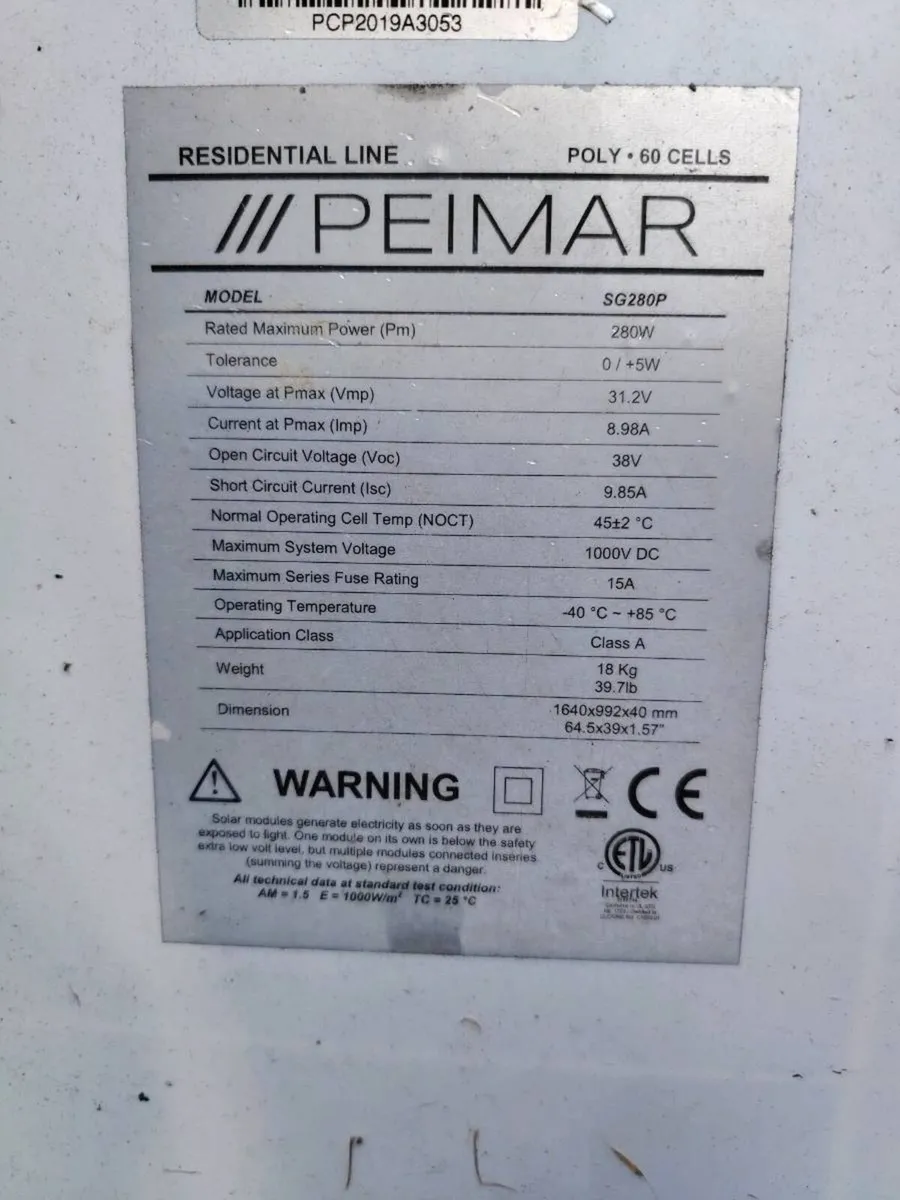 8 x Peimar 280W Solar Panels - Image 2