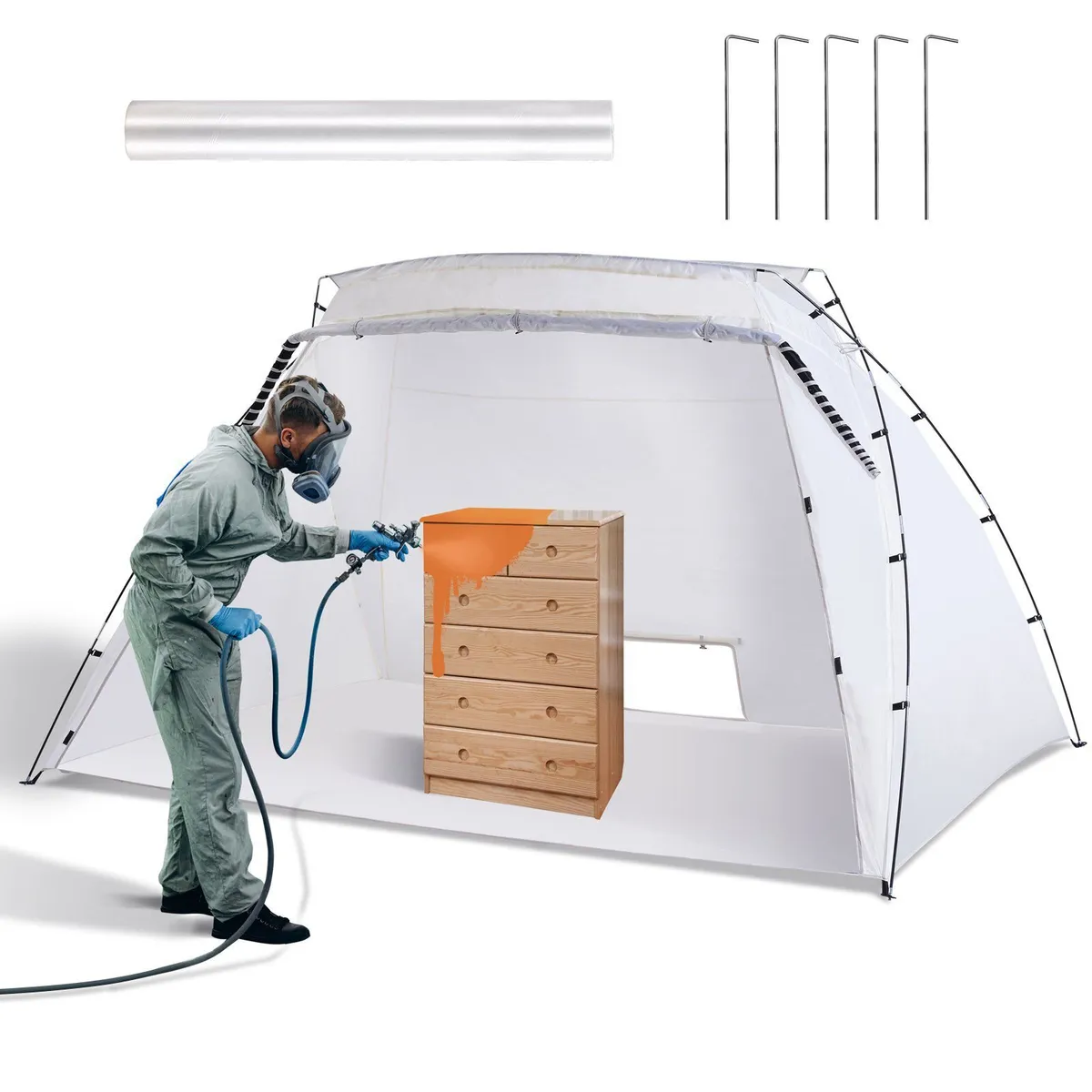 3.0m x 2.1m x 1.8m Portable Spray Paint Tent with - Image 1