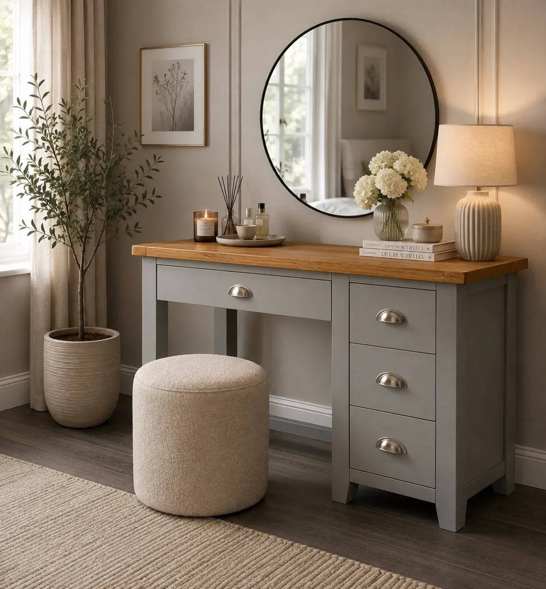 Ex Display Grey Vanity dresser, Like New - Image 1