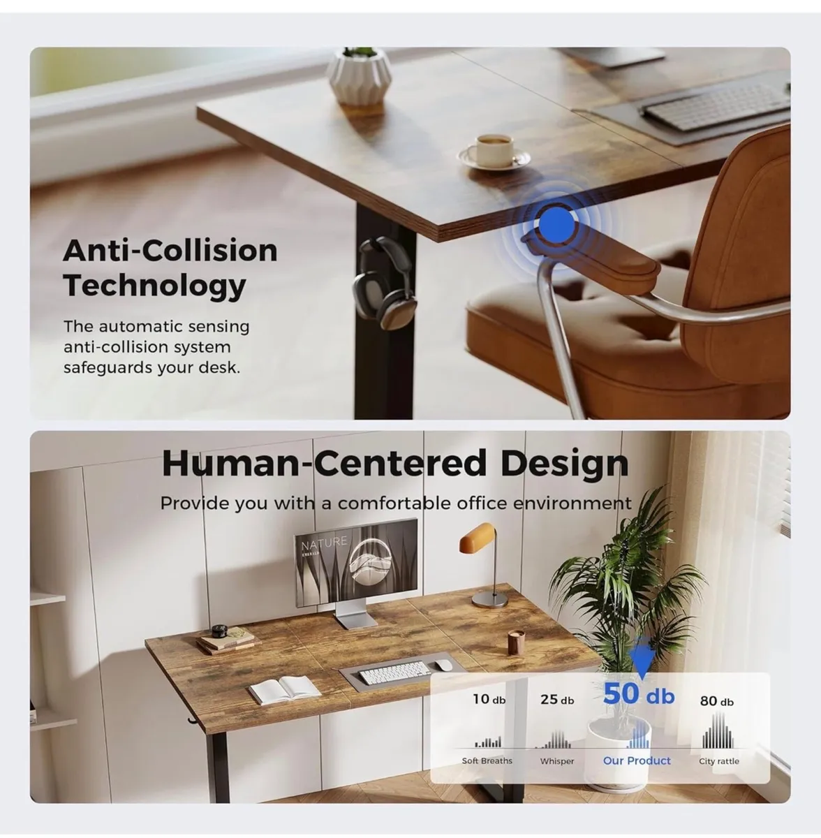Electric Standing Desk, 2 Memory Buttons, 120x60cm - Image 3