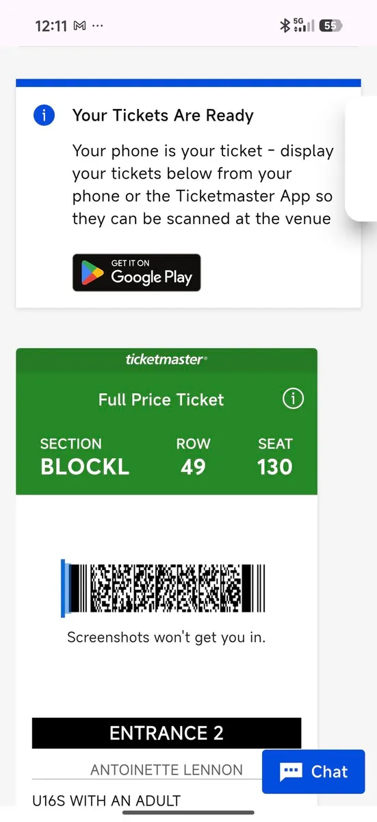 Concert ticket