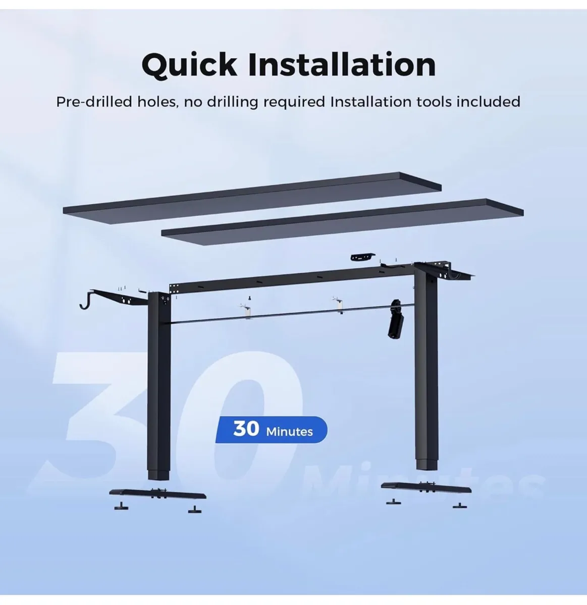 Electric Standing Desk, 2 Memory Buttons, 100x60cm - Image 4