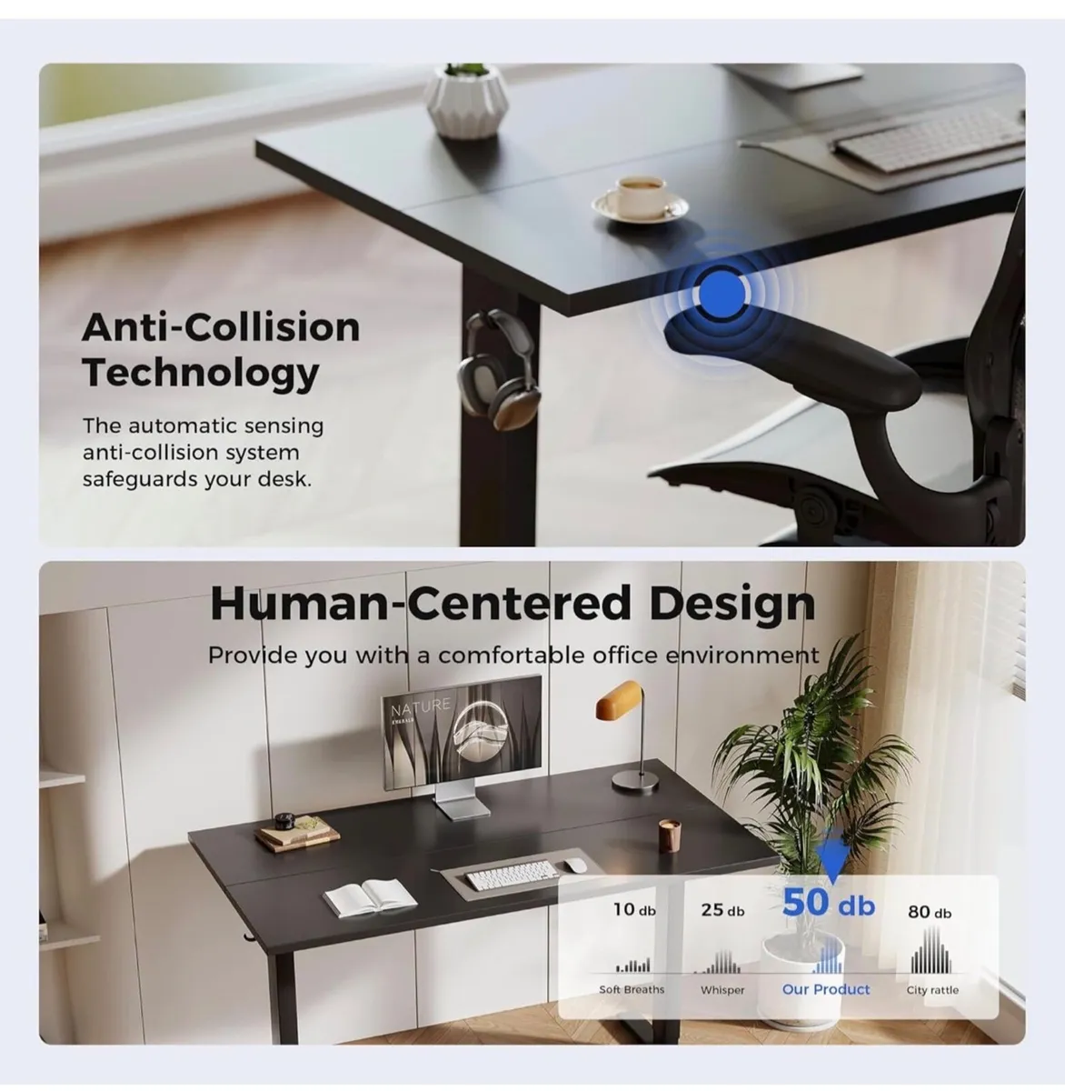 Electric Standing Desk, 2 Memory Buttons, 100x60cm - Image 2