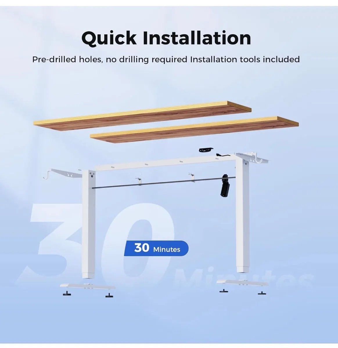 Electric Standing Desk, 2 Memory Buttons, 100x60cm - Image 2