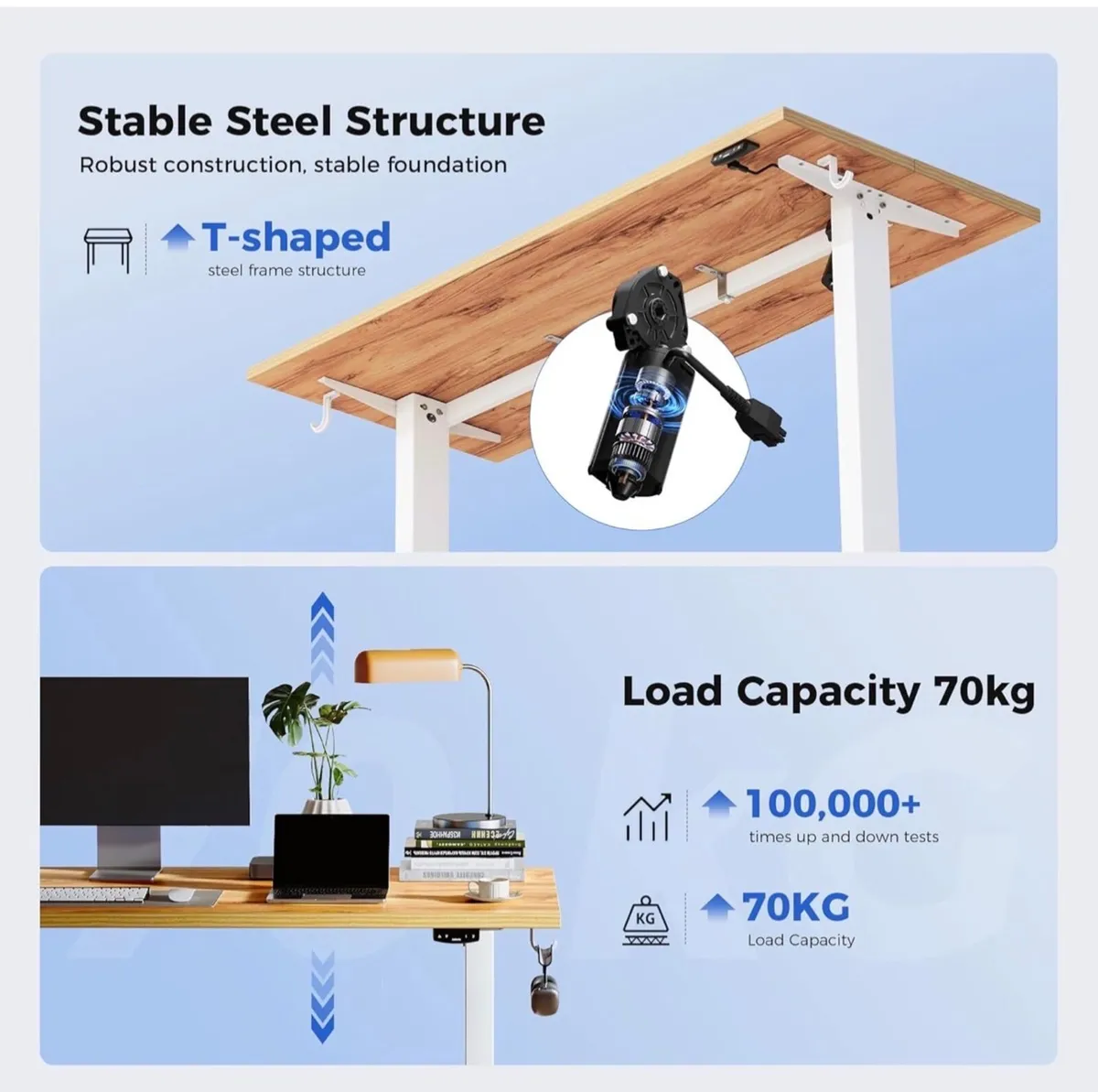 Electric Standing Desk, 2 Memory Buttons, 100x60cm - Image 4