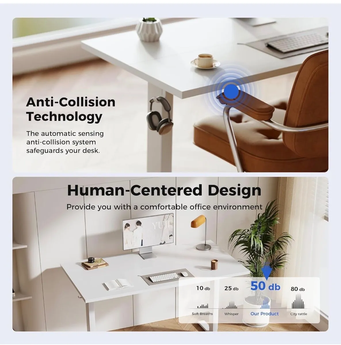Electric Standing Desk, 2 Memory Buttons, 100x60cm - Image 2