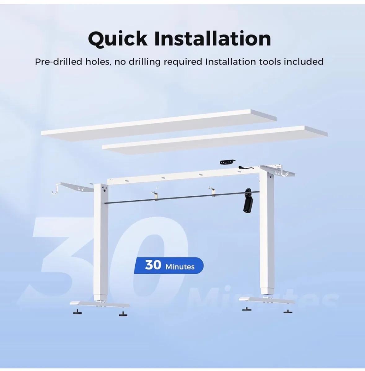Electric Standing Desk, 2 Memory Buttons, 100x60cm - Image 4