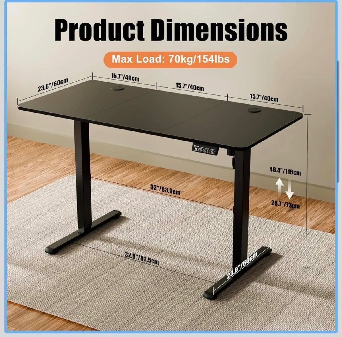 Like New Electric Standing Desk Ergomaker 120x60cm - Image 4