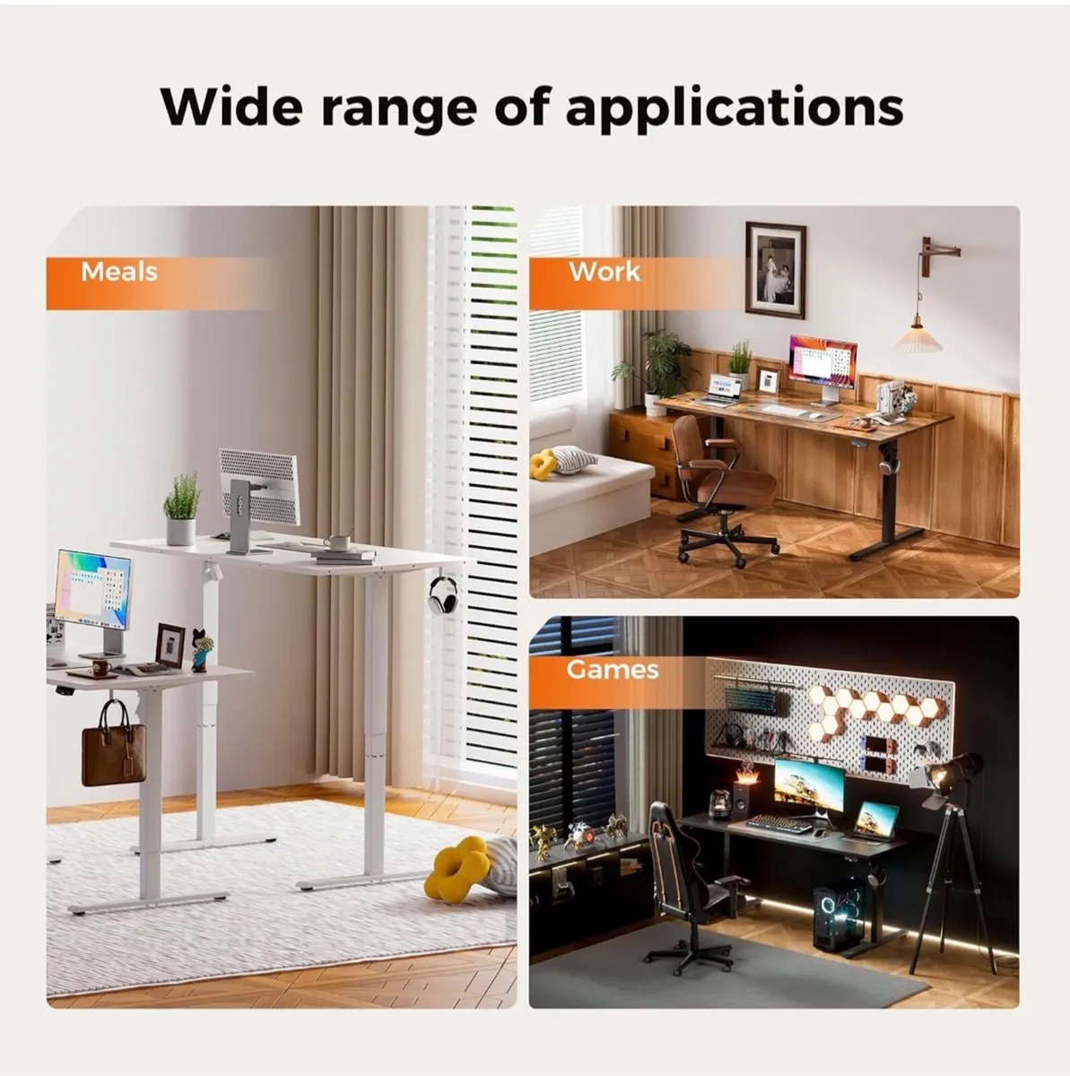 140x80cm Height Adjustable Electric Desk, 2 Memory - Image 2