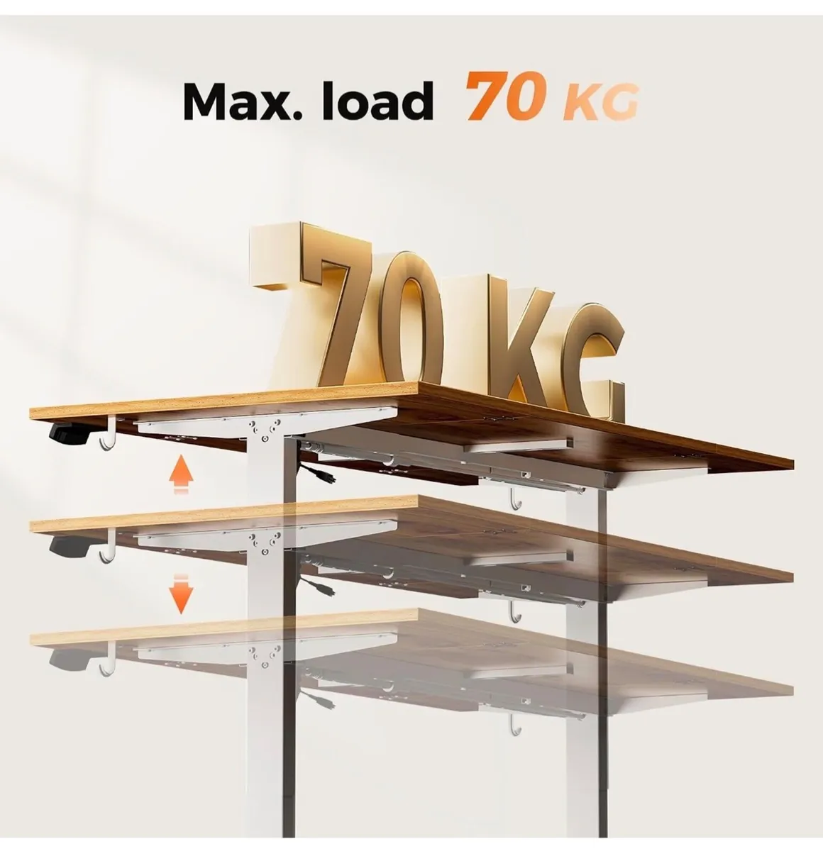 140x80cm Height Adjustable Electric Desk, 2 Memory - Image 4