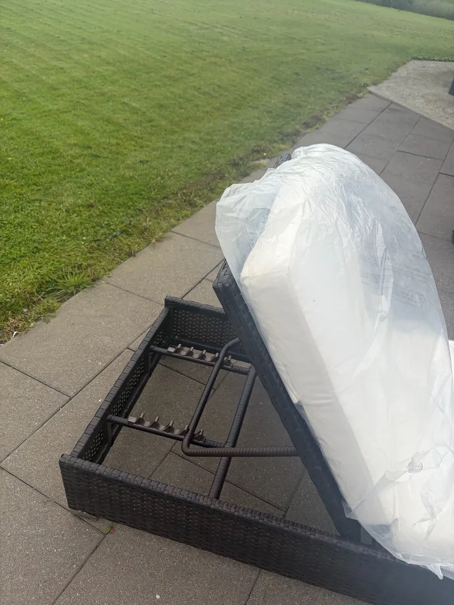 2 x Sun Loungers & 1 x Garden Table - Rattan - Image 3