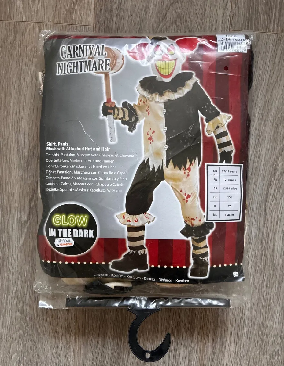 Kids/Teens Evil Clown Halloween Costume – Carnival - Image 1