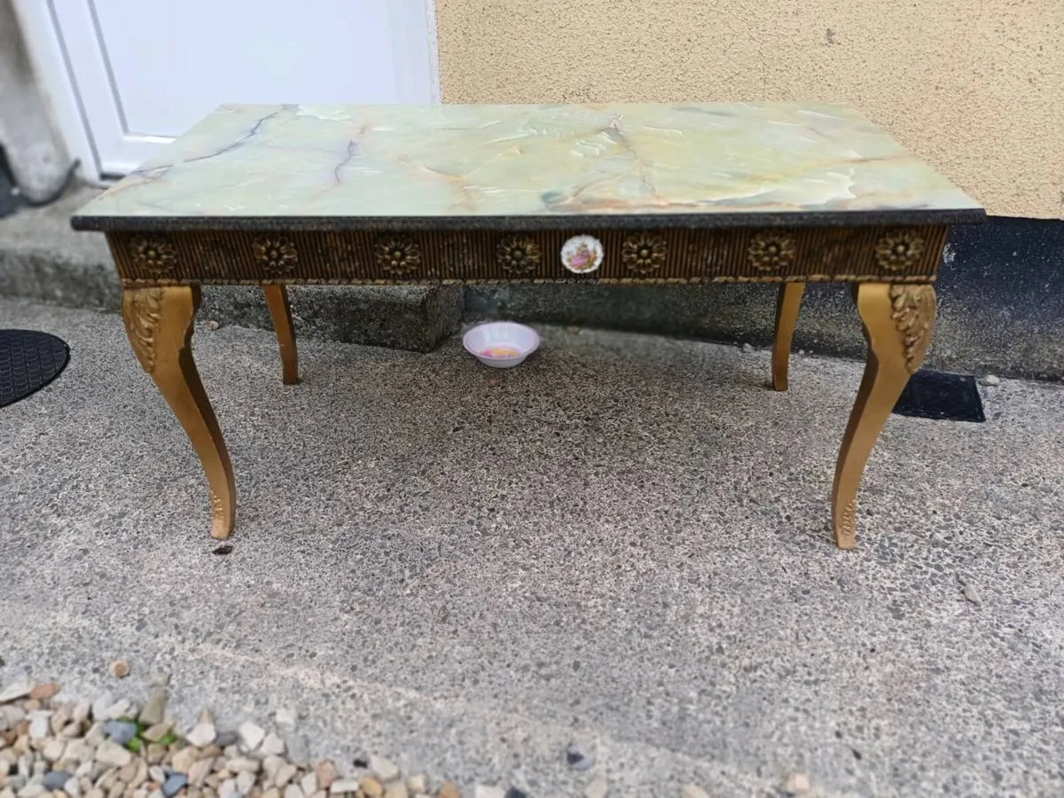 Vintage Marble Look Coffee Table - Image 2