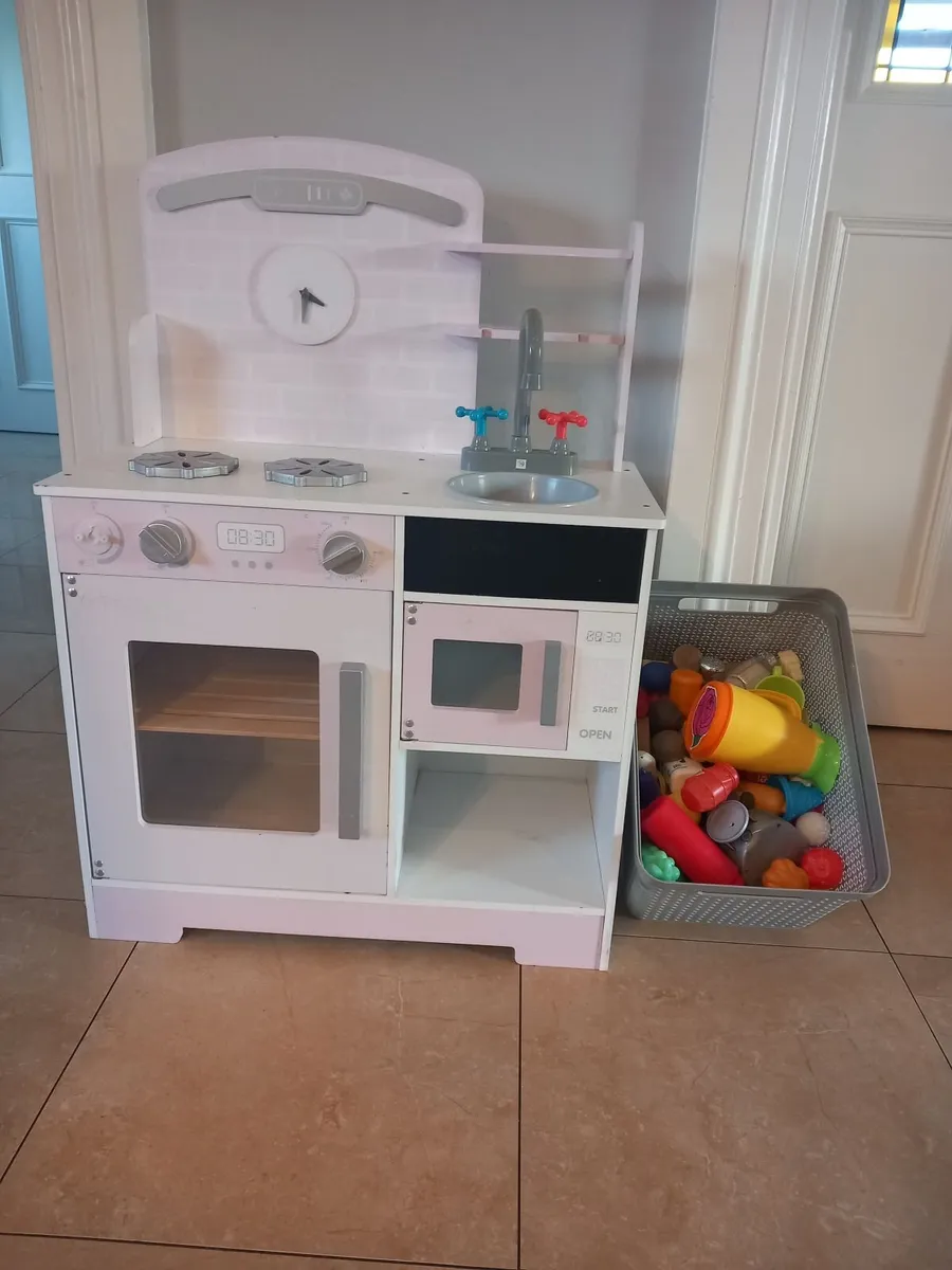 Kids toy wooden kitchen and accessories