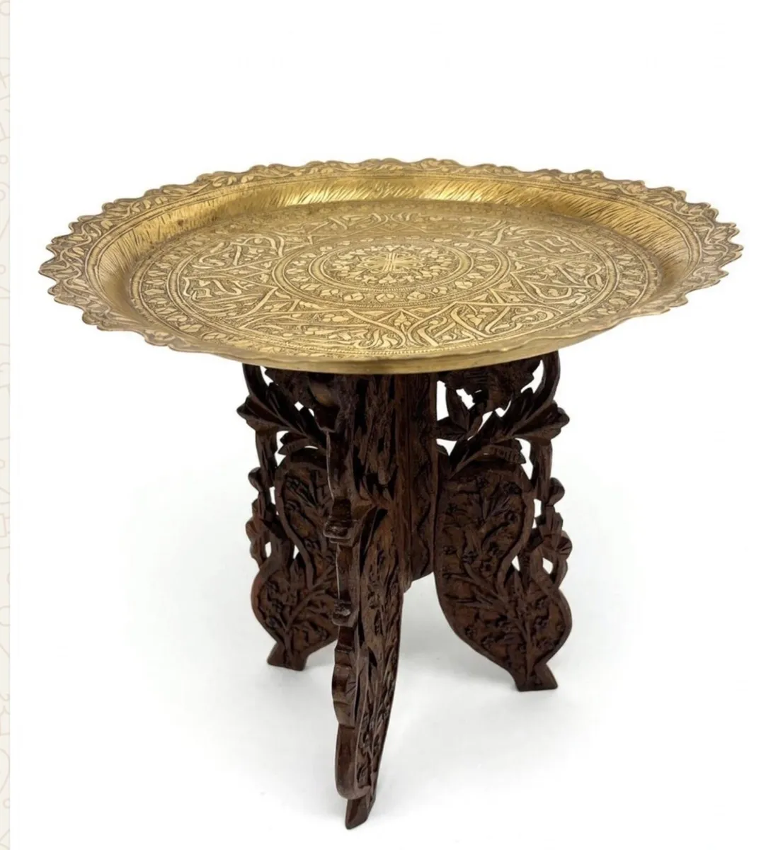 Vintage folding table with brass top