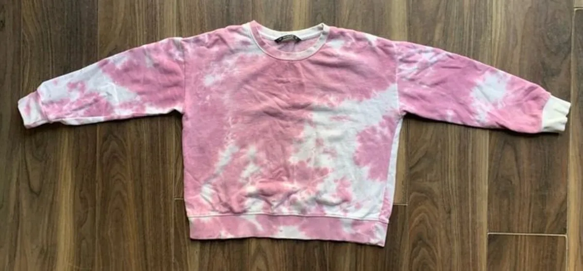 Ladies/Girls Pink Tye-Dye Jumper: Small (suit size