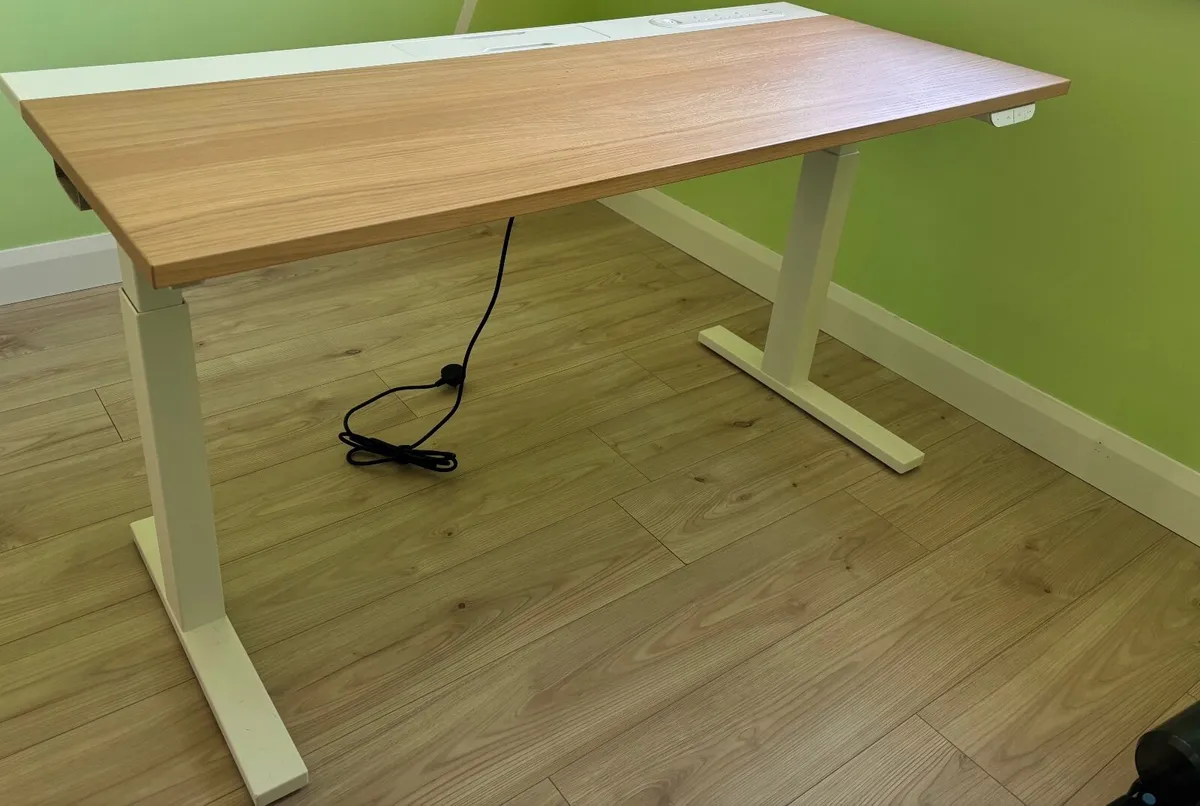 IKEA MITTZON Electric Standing Desk – Oak & White - Image 1