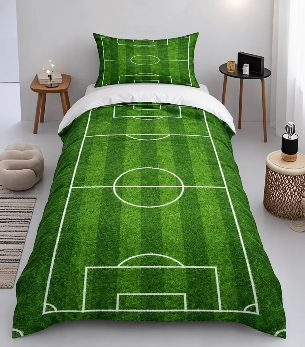Football Pitch Single Duvet Cover & Pillowcase  Pl - Image 1