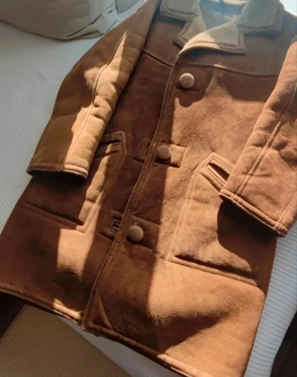 Vintage 70s Irish Sheepskin Shearling Coat Vara & - Image 2