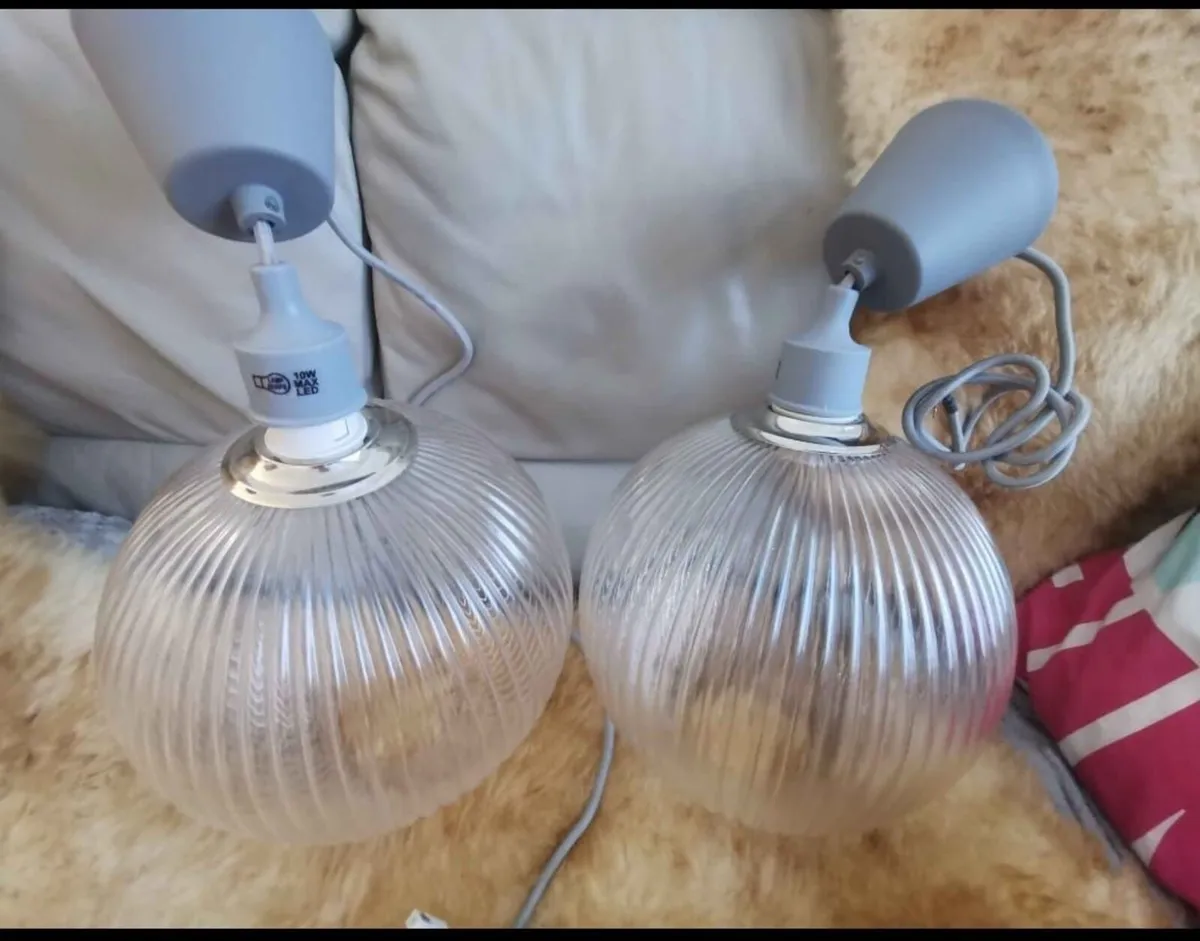 Ribbed Clear Glass  Ceiling Lamps - Image 1