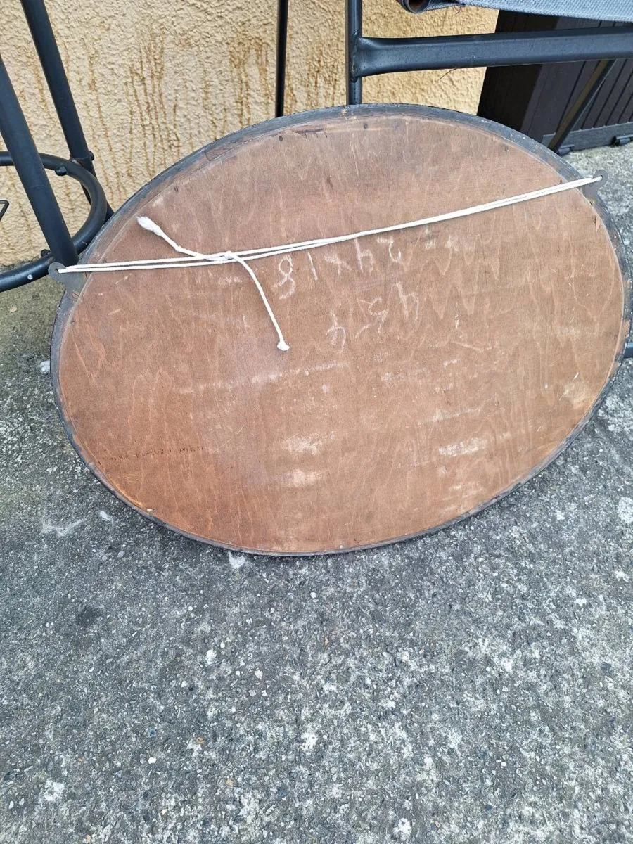 Antique oval bevelled mirror with patina - Image 2