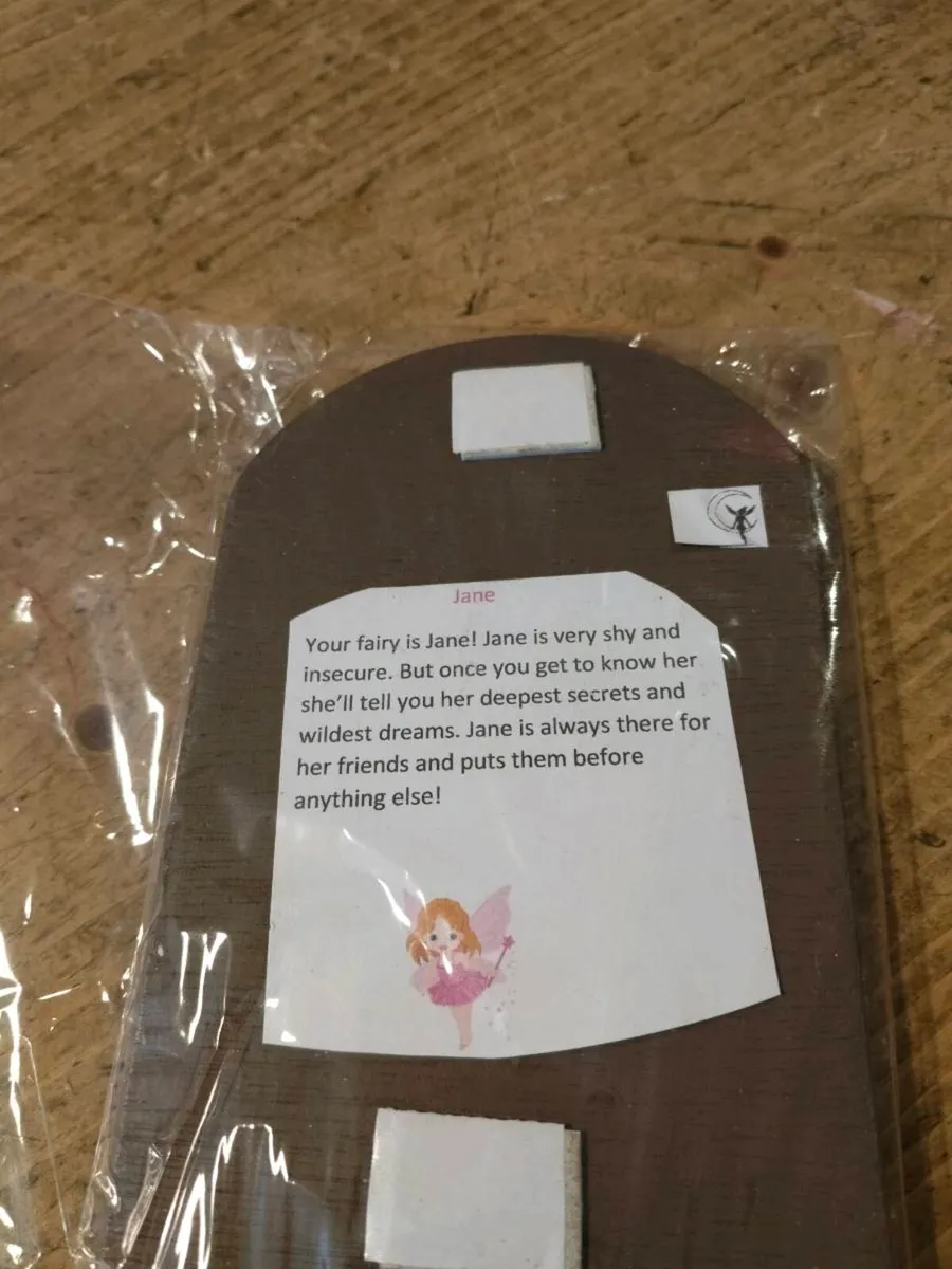 handcrafted wooden Fairy door with red cardstock, - Image 4