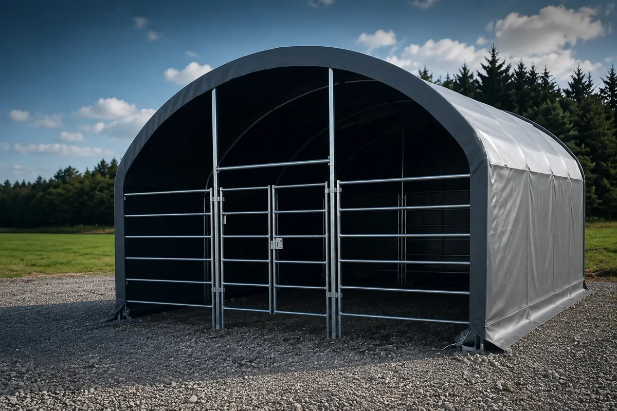 6m x 6m Animal Livestock Shelter 900g PVC - Image 2