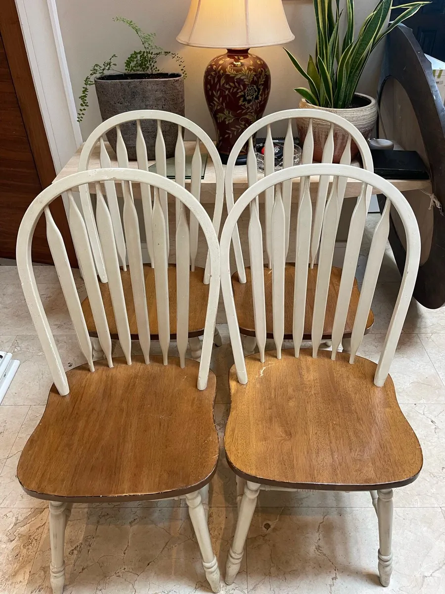 4 x Gorgeous Sturdy Wooden Kitchen Dining Chairs - Image 1