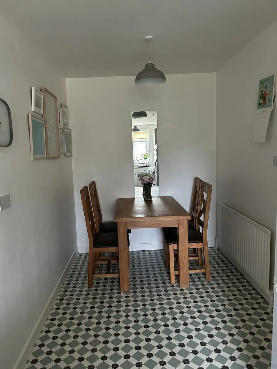 Solid Wood Dining Table & 4 Chairs (120cm x 80cm) - Image 1