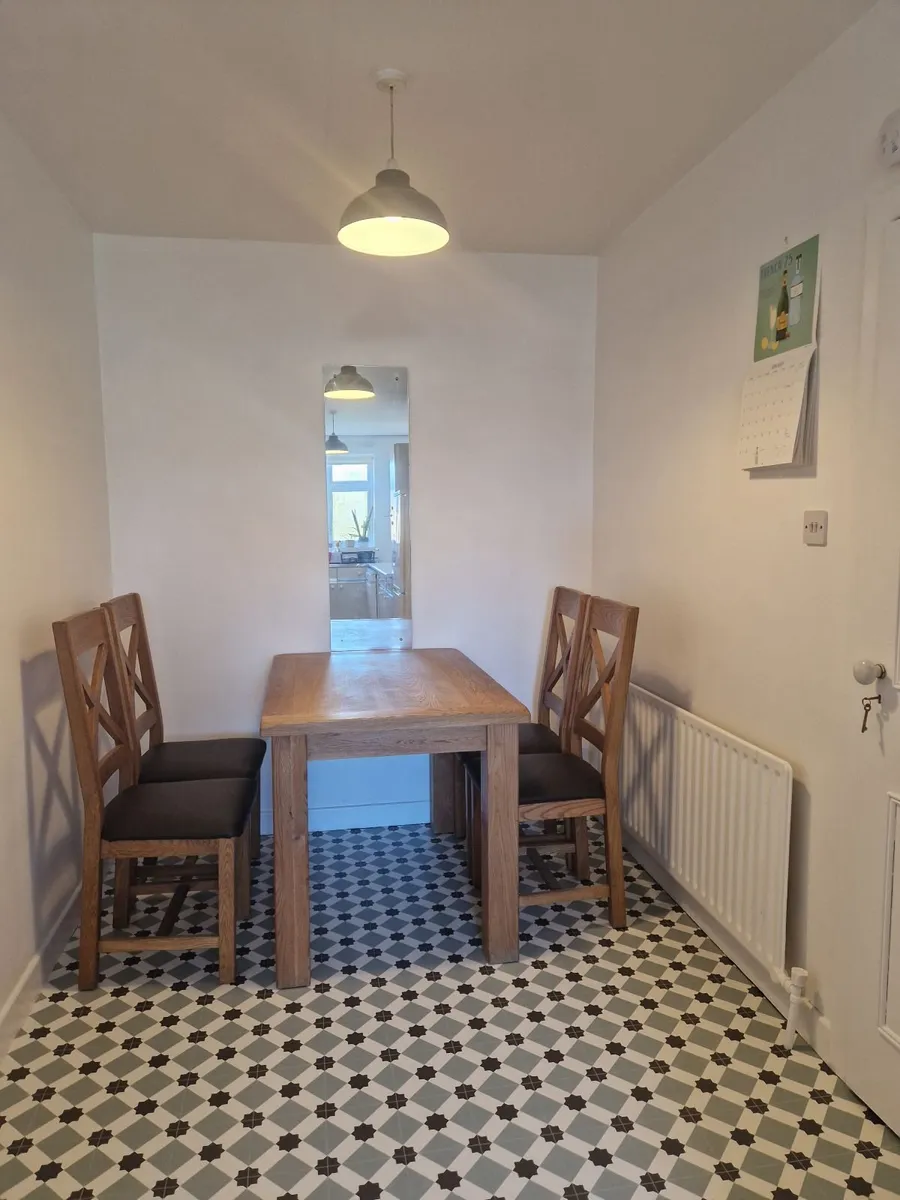Solid Wood Dining Table & 4 Chairs (120cm x 80cm) - Image 4