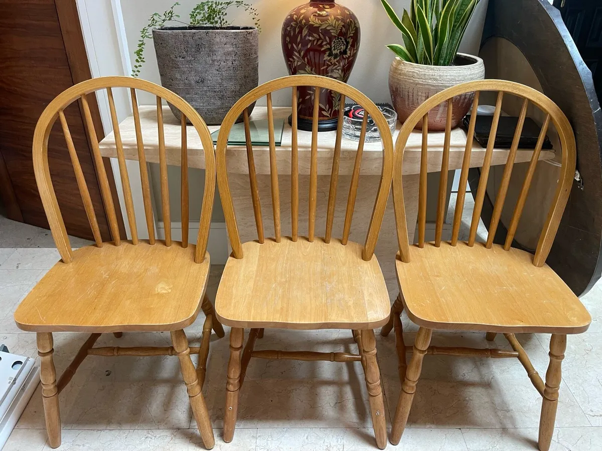 3 x Extremely Sturdy Wooden Kitchen Dining Chairs
