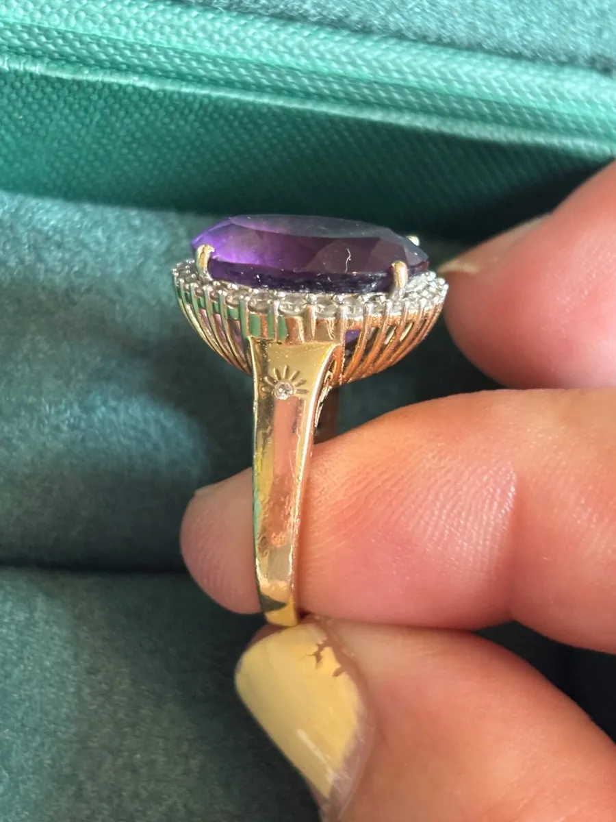 Amethyst and Diamond Gold Ring - Image 1