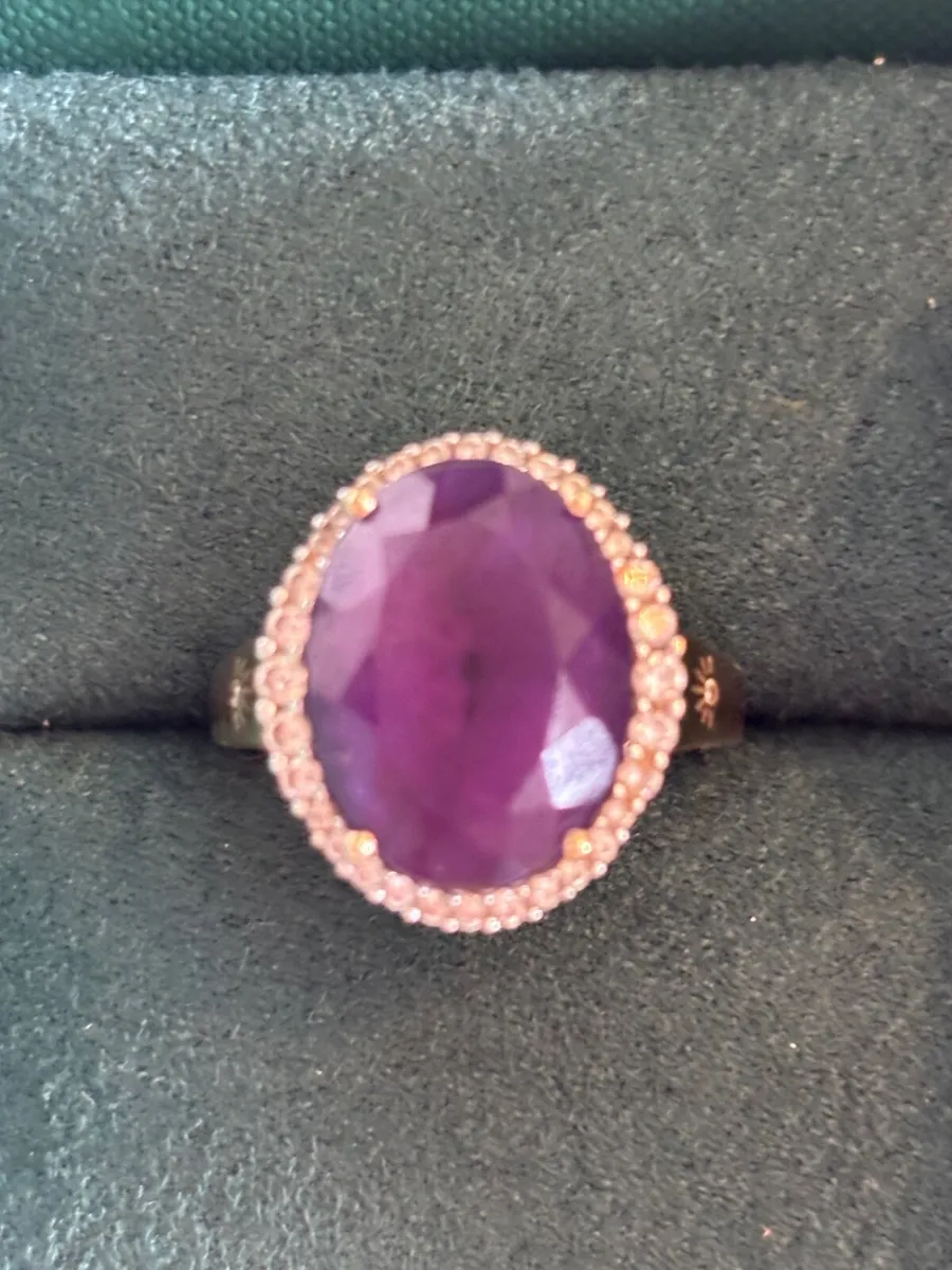 Amethyst and Diamond Gold Ring - Image 2