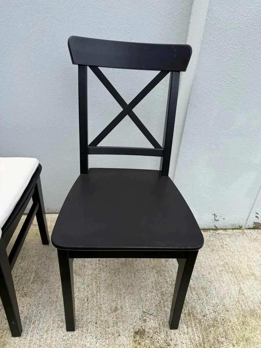 5 IKEA Rosentorp black dining chairs - Image 2