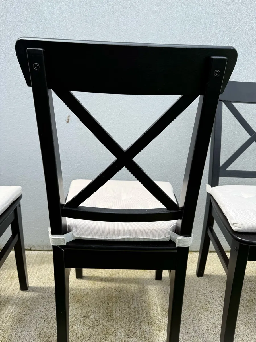 5 IKEA Rosentorp black dining chairs - Image 3