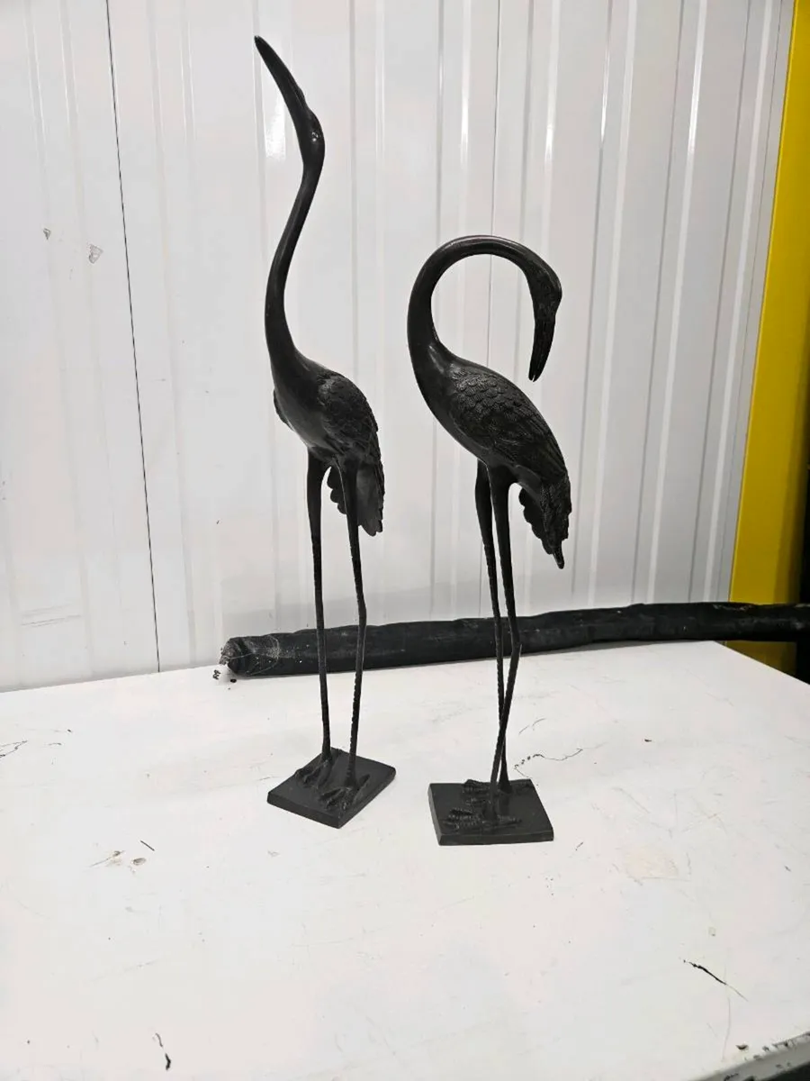 A pair of bronze cranes - Image 1