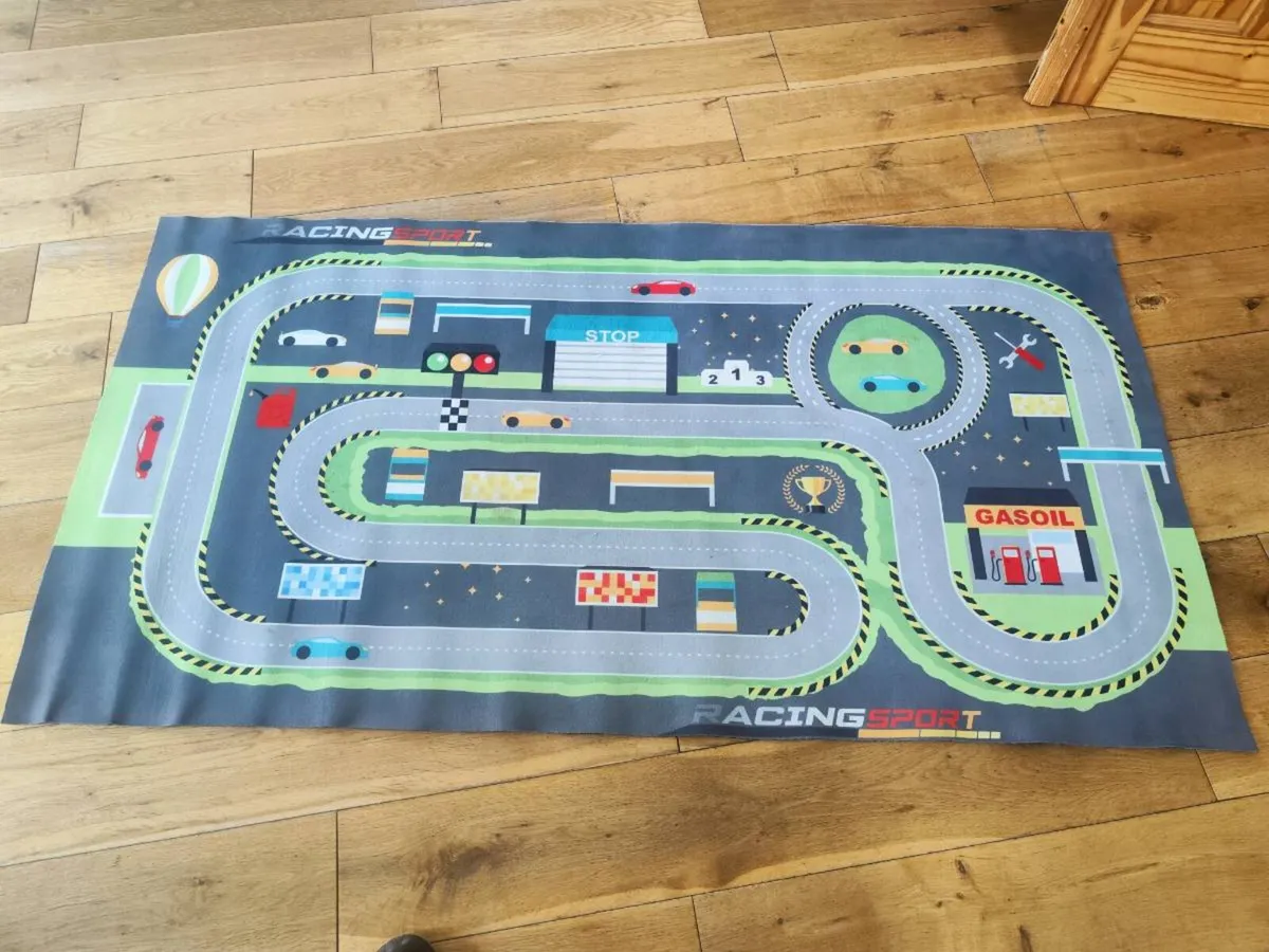 Kids Race Track Car Play Mat Non Slip Backing - Image 1