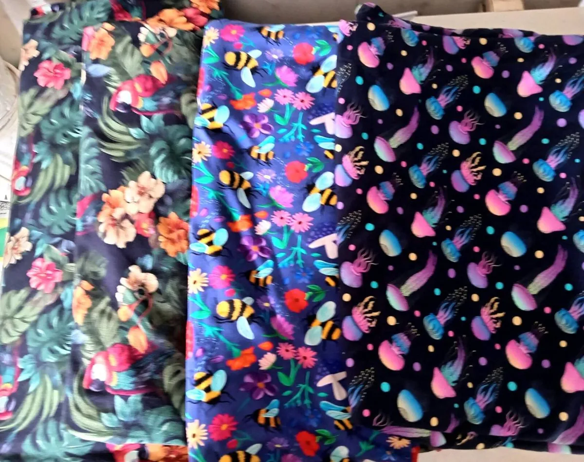 Four Pieces of Stretchy Colourful Fabric - Image 1