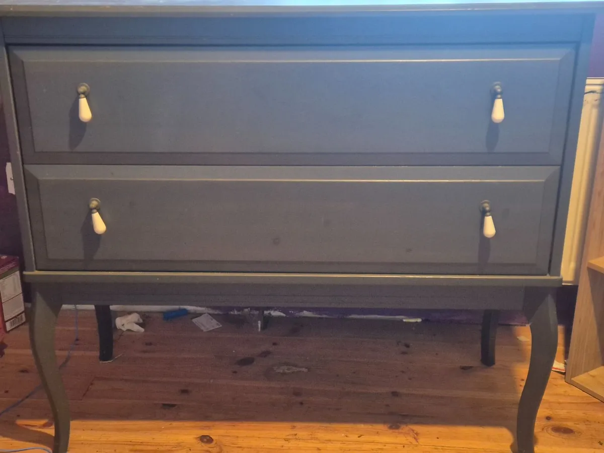 Matching grey wardrobe and dresser, fridge freezer - Image 2