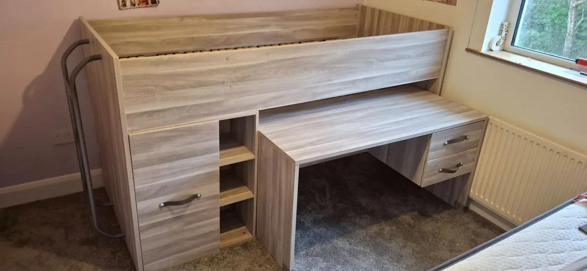 Mezzanine bed with integrated wardrobe and desk - Image 2