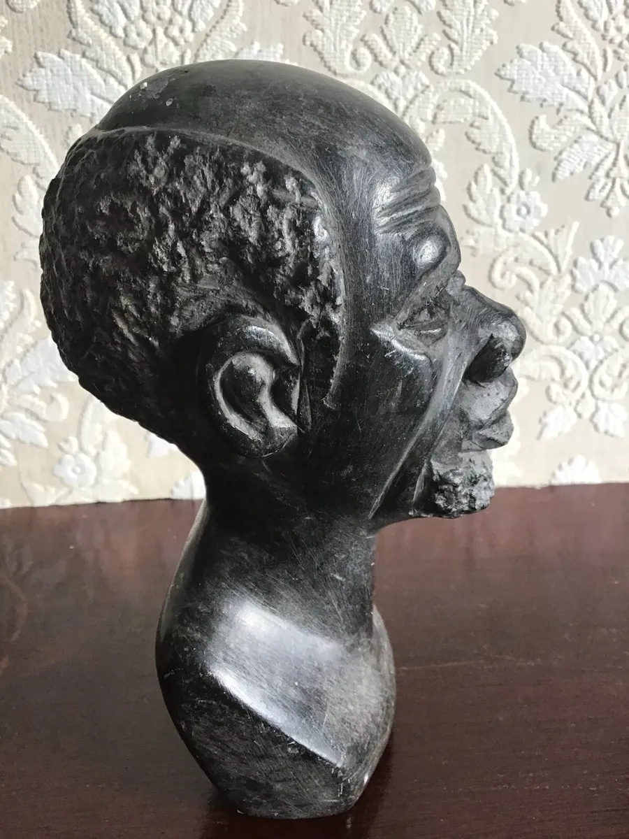 Vintage African Hand Carved Stone Art Bust - Image 4
