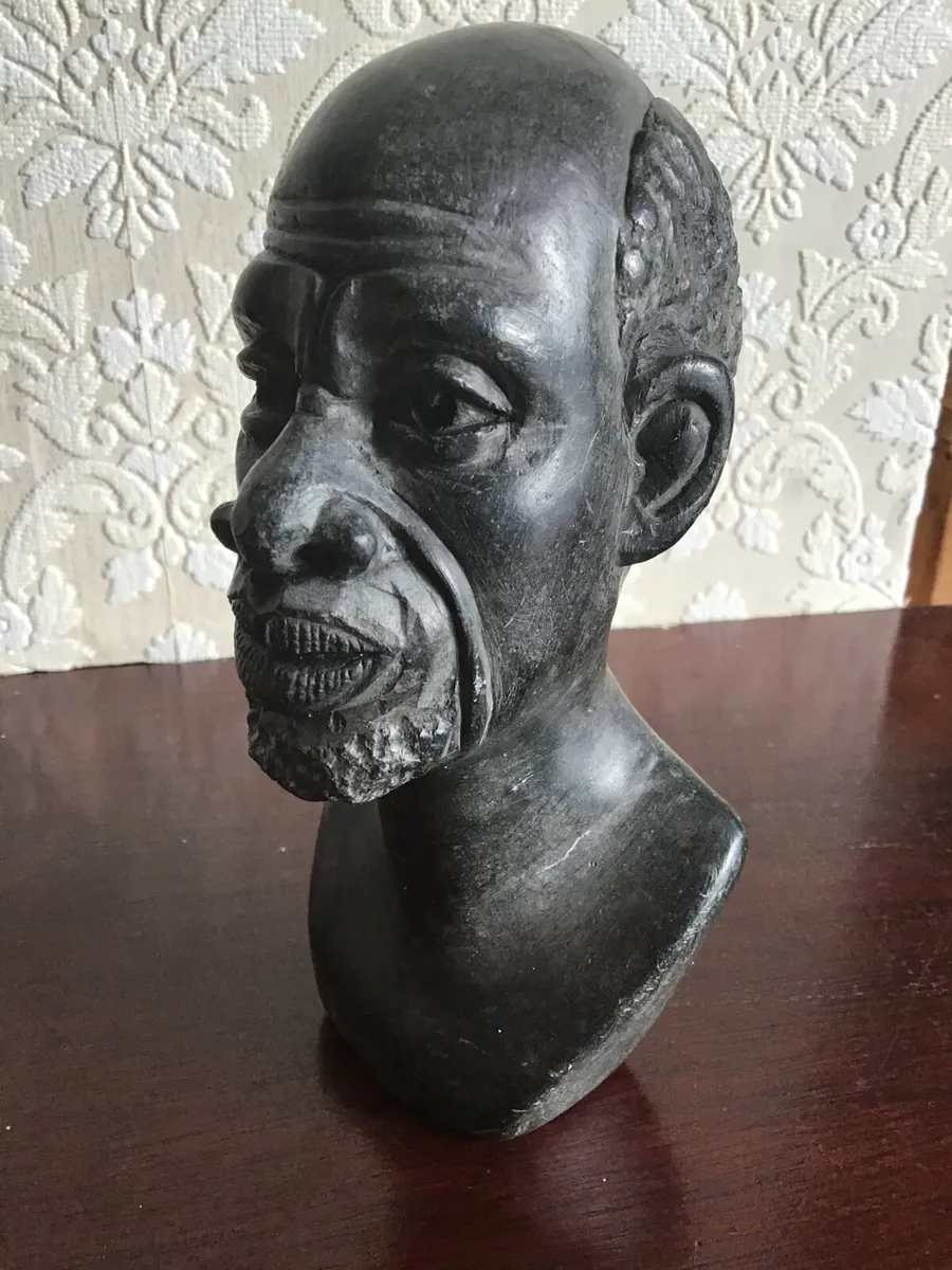 Vintage African Hand Carved Stone Art Bust - Image 1