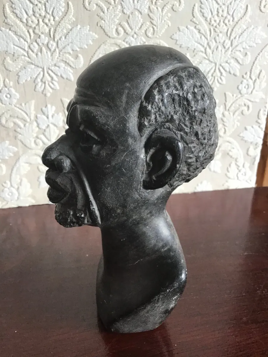Vintage African Hand Carved Stone Art Bust - Image 2